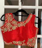 Sleeveless Red Embroidered Blouse