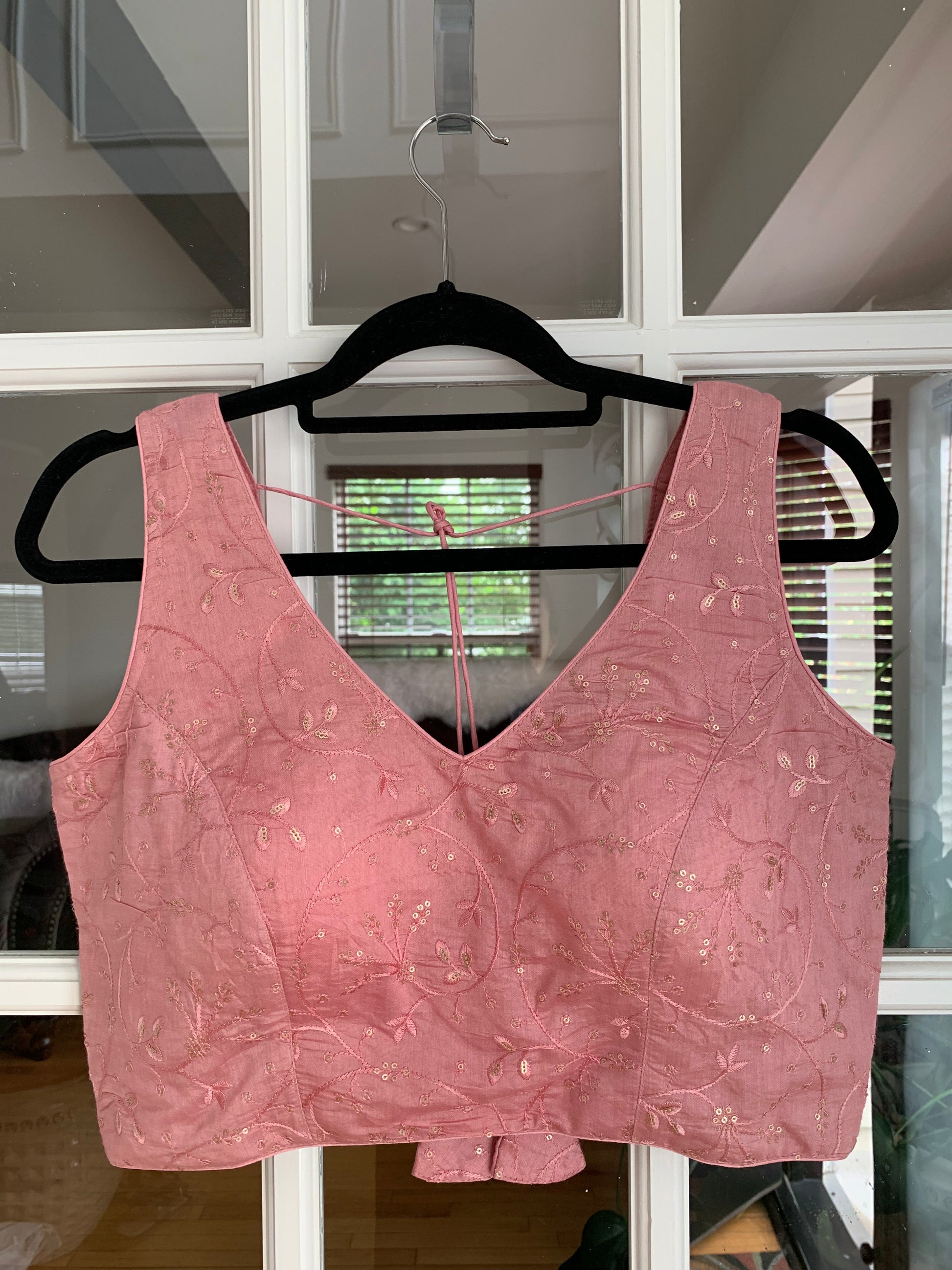 Pink Embroidered Sequined Blouse
