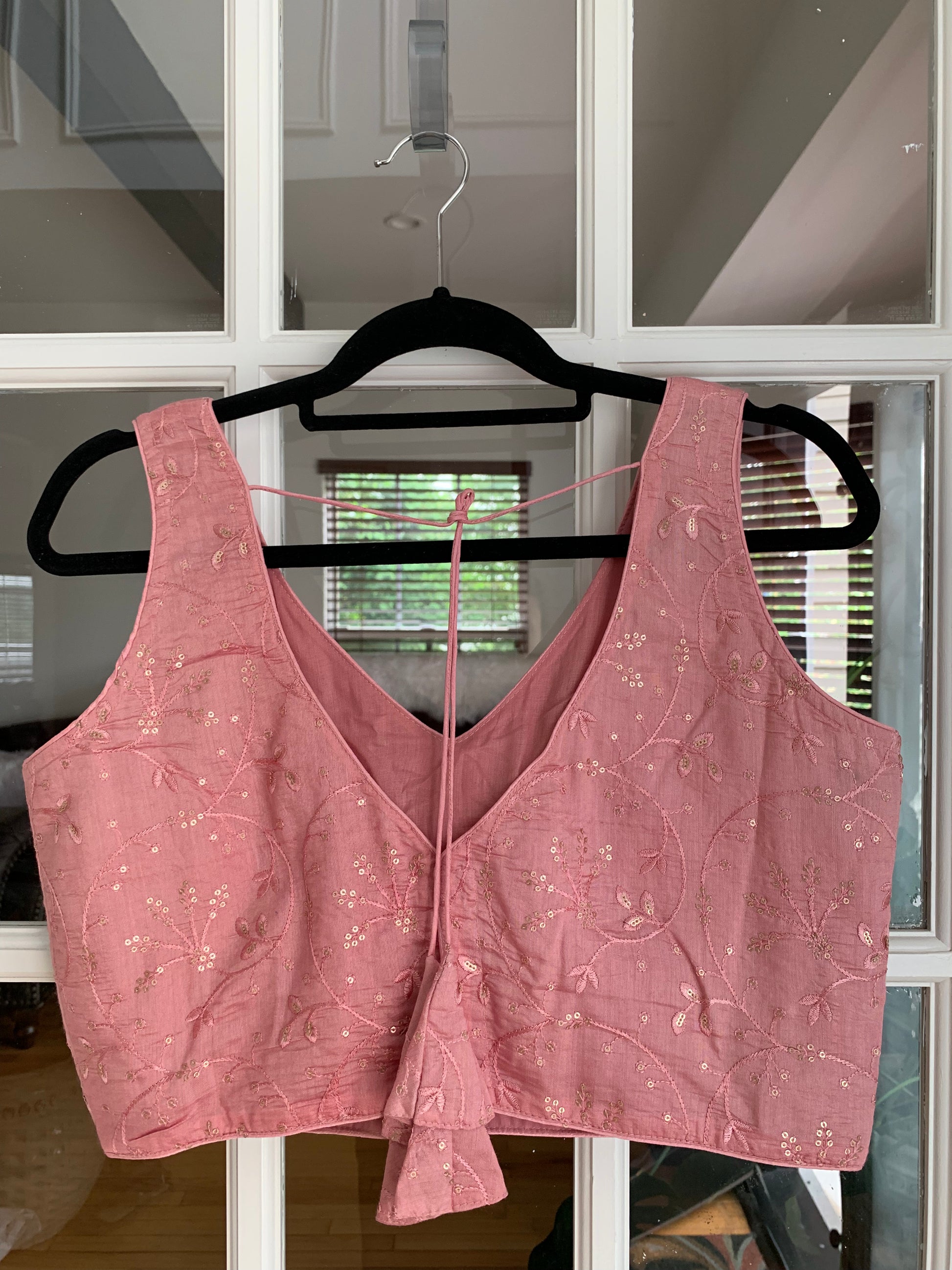 Pink Embroidered Sequined Blouse