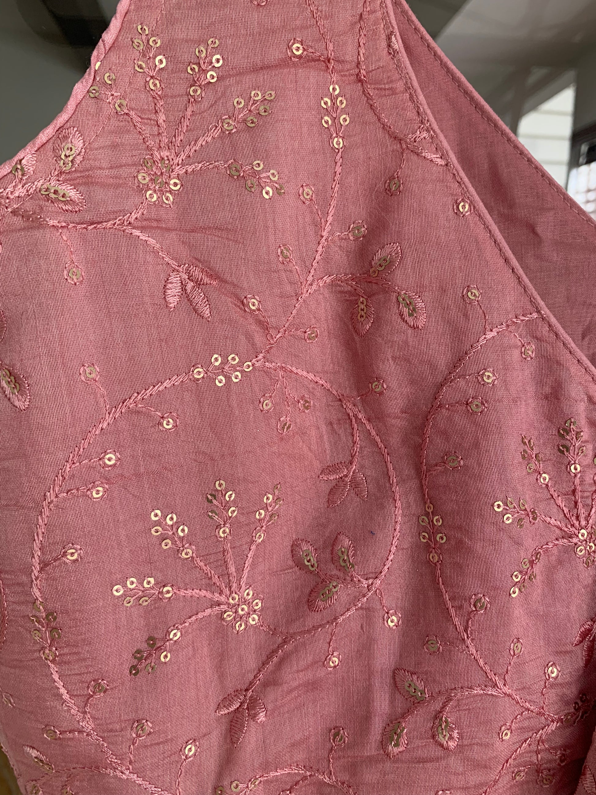 Pink Embroidered Sequined Blouse
