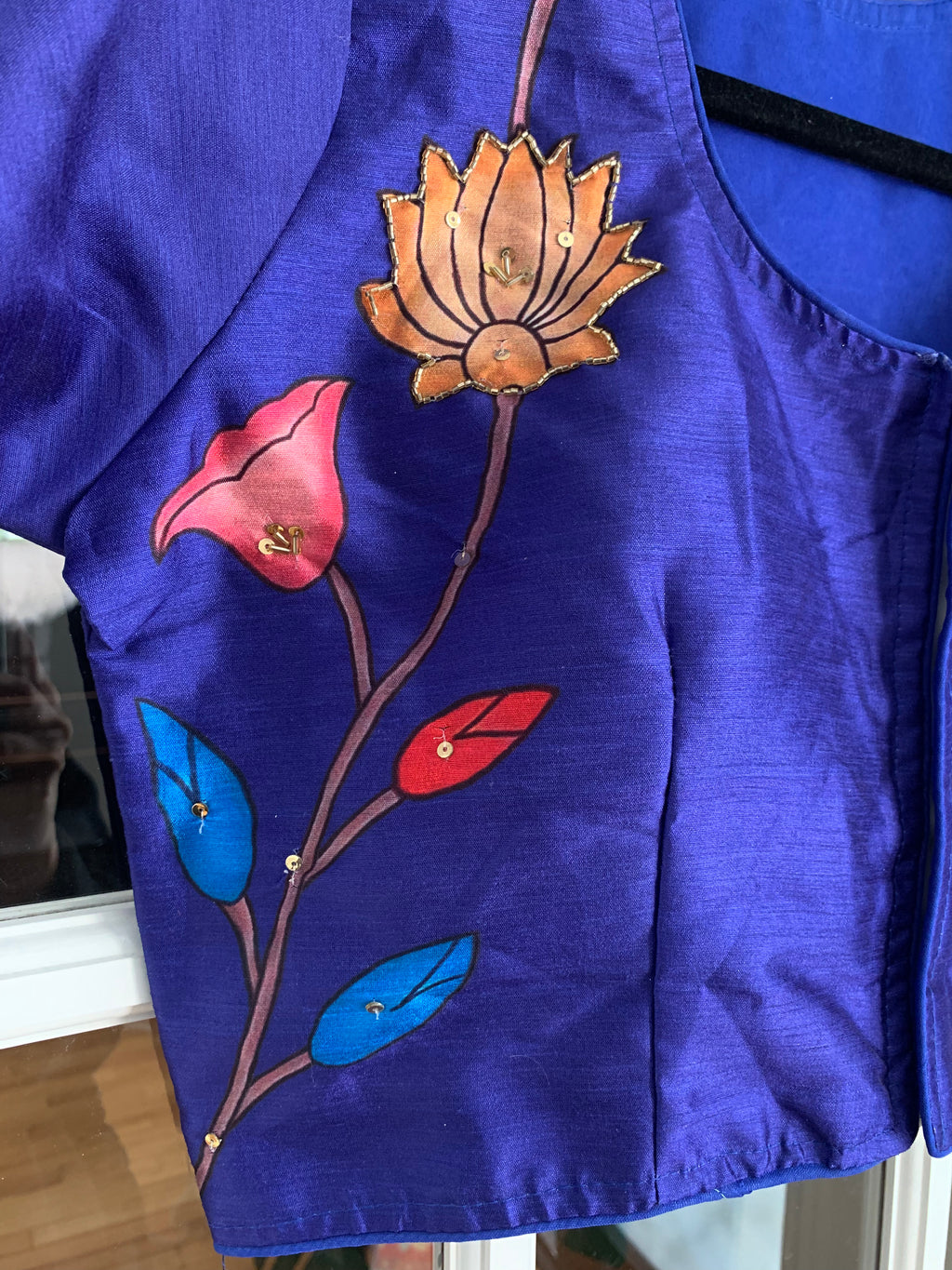 Electric Blue Pichwai Design Printed Blouse