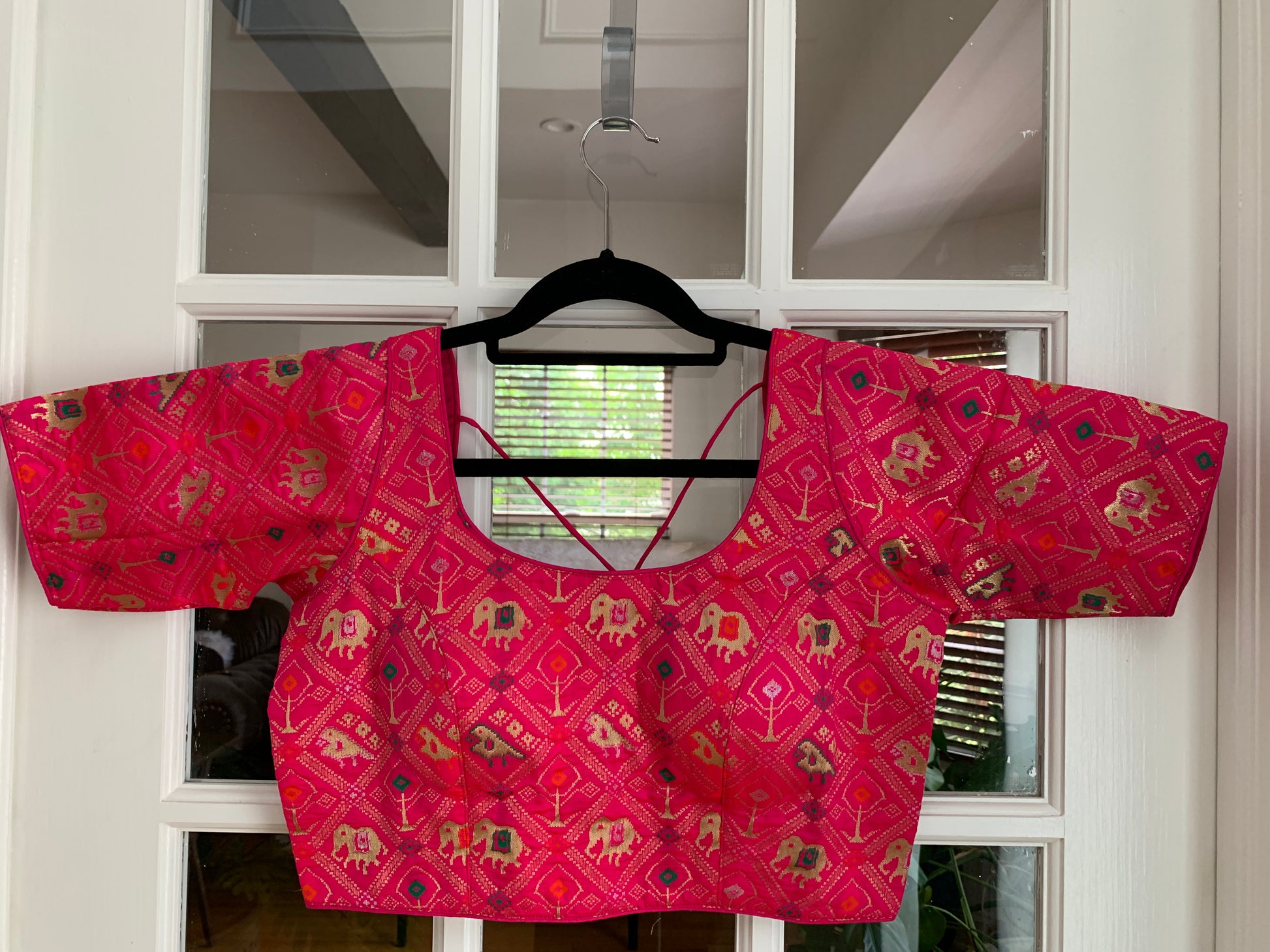 Checkered Patola Design Banarasi Blouse