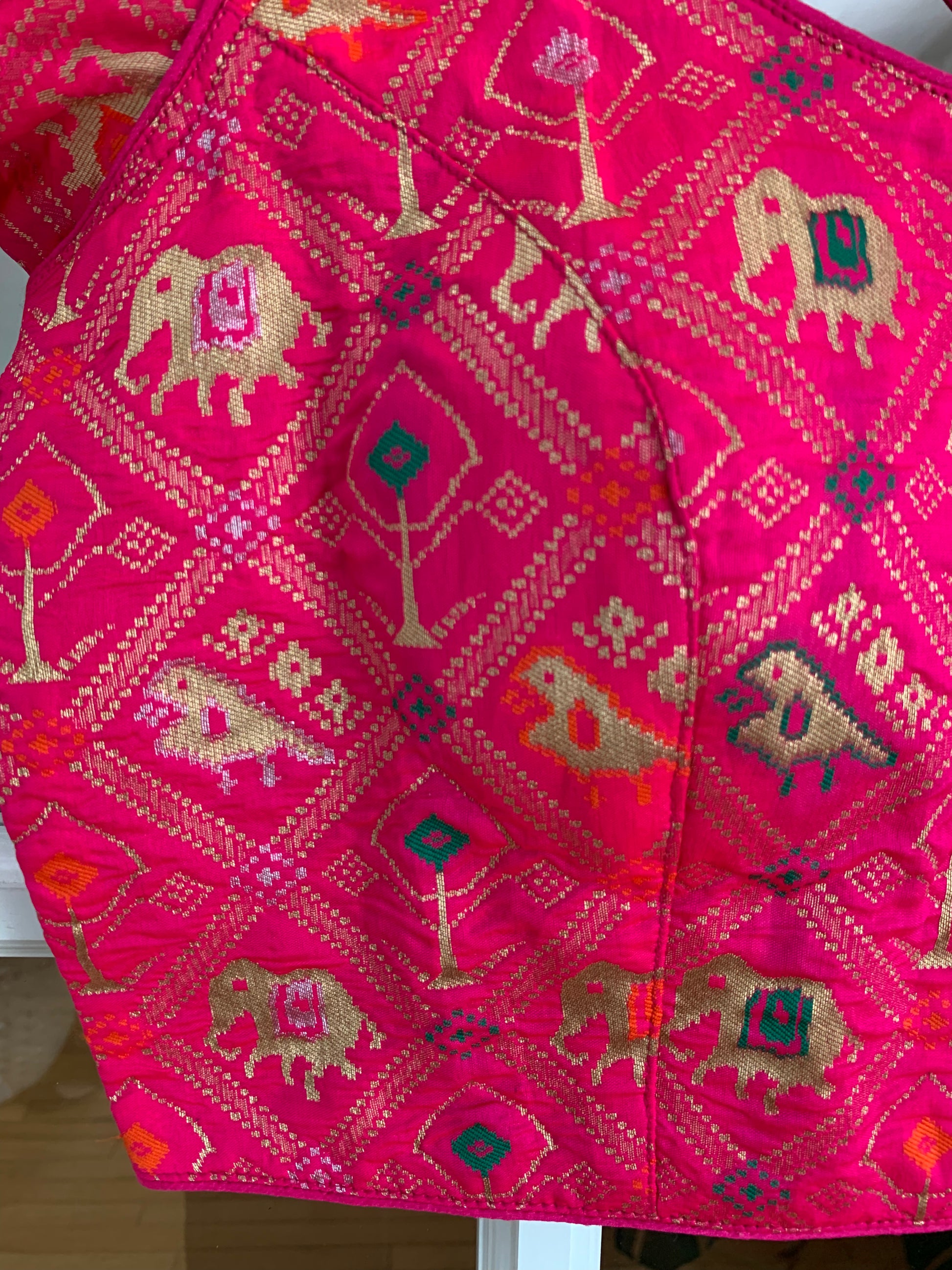 Checkered Patola Design Banarasi Blouse