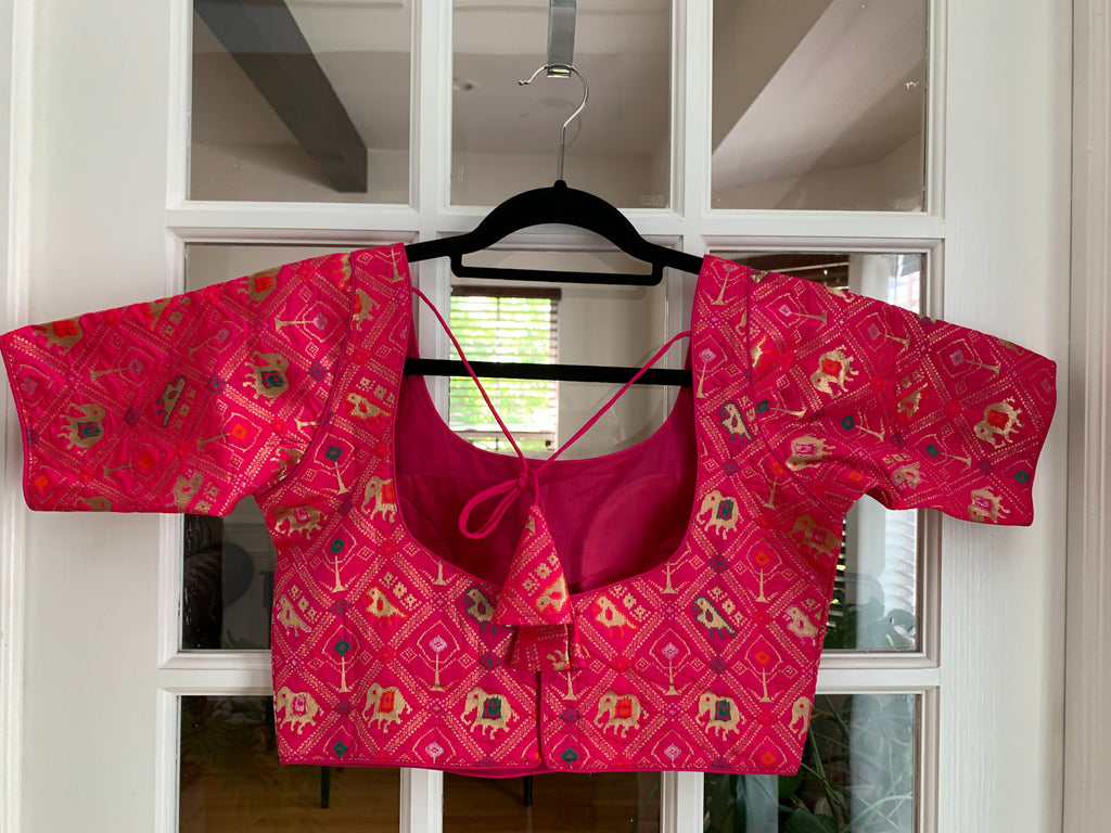 Checkered Patola Design Banarasi Blouse