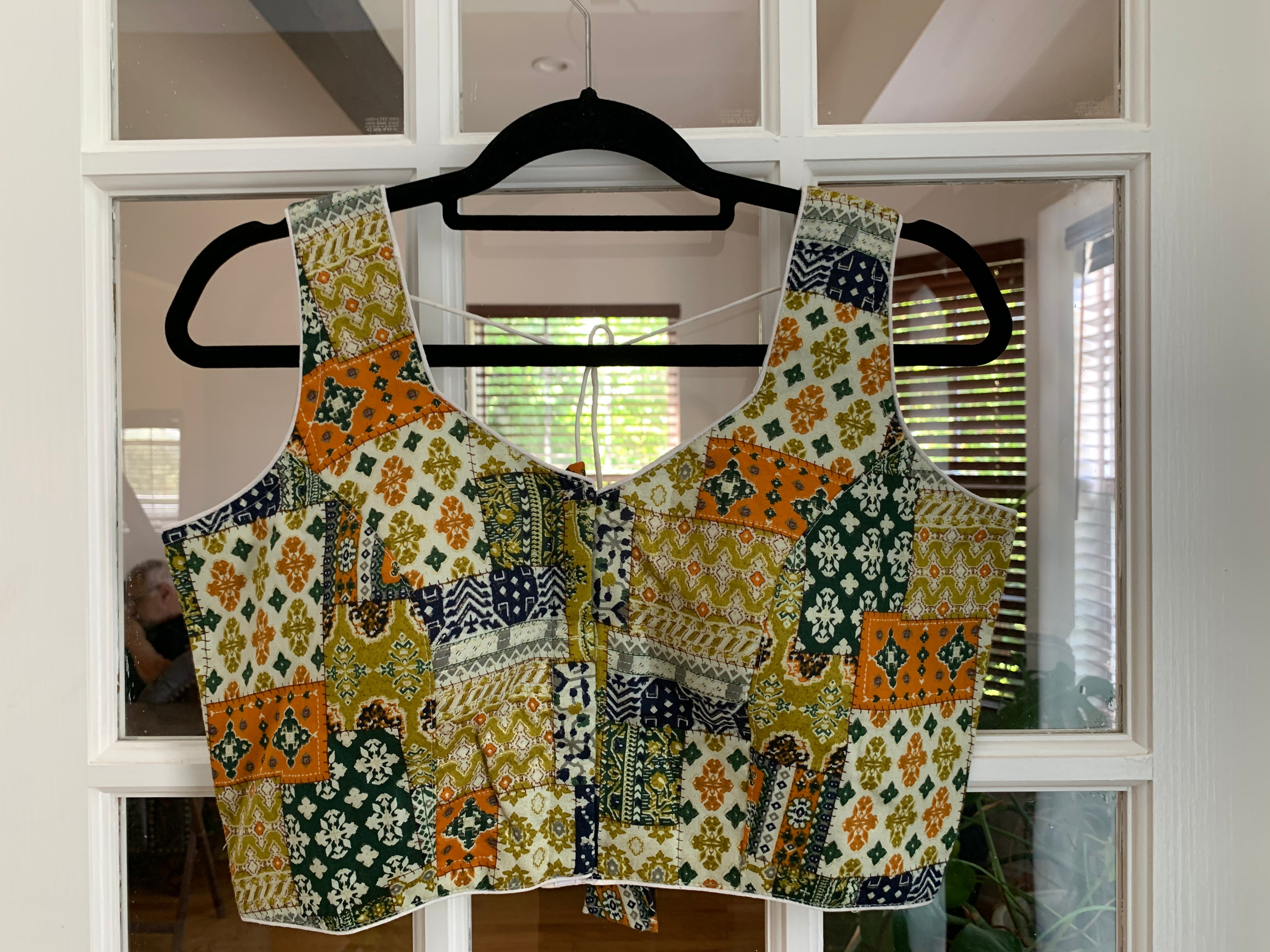 Multicolor Printed Patchwork Design Blouse