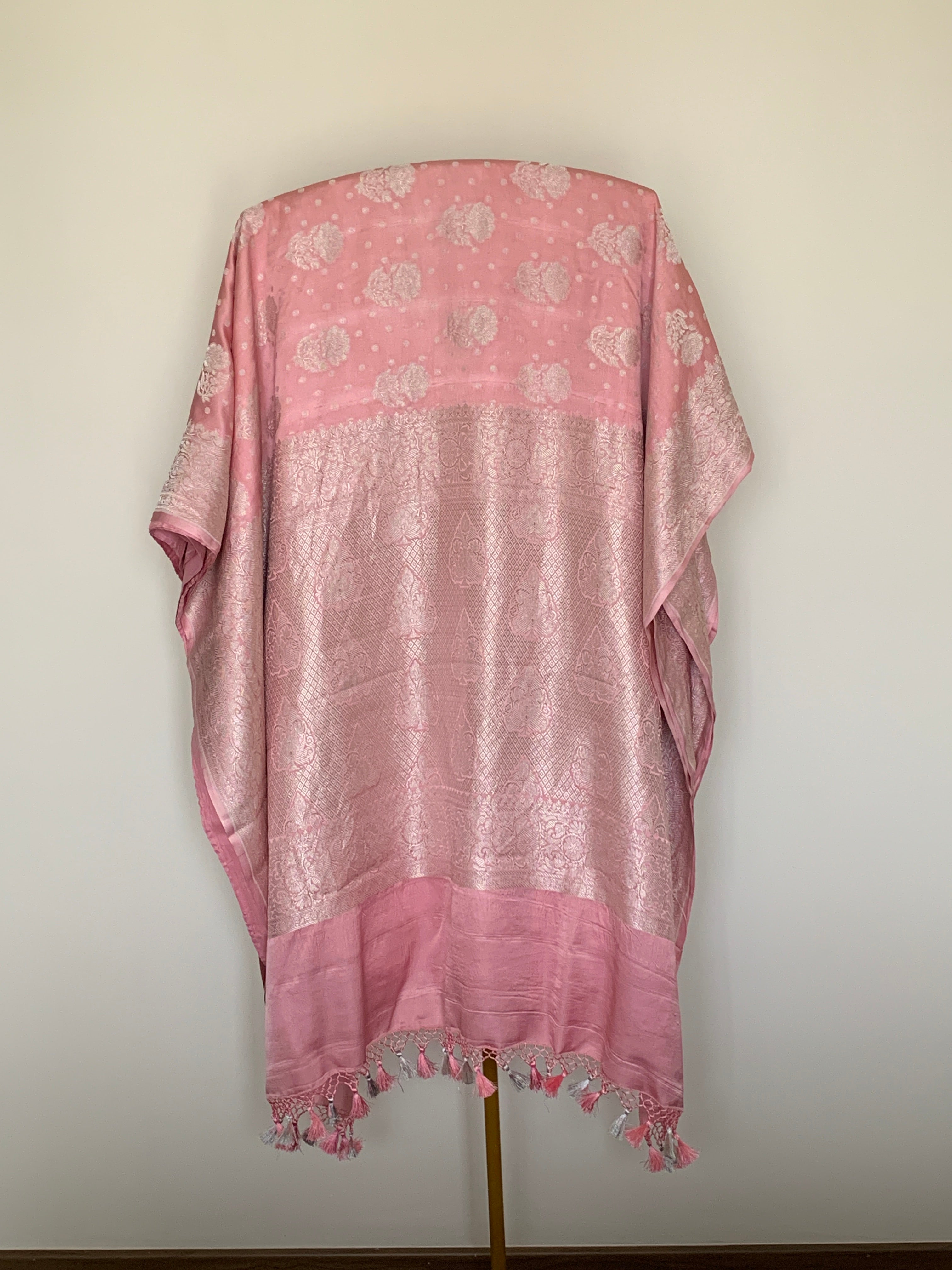 Blush Pink Banarasi Mashru Silk Saree