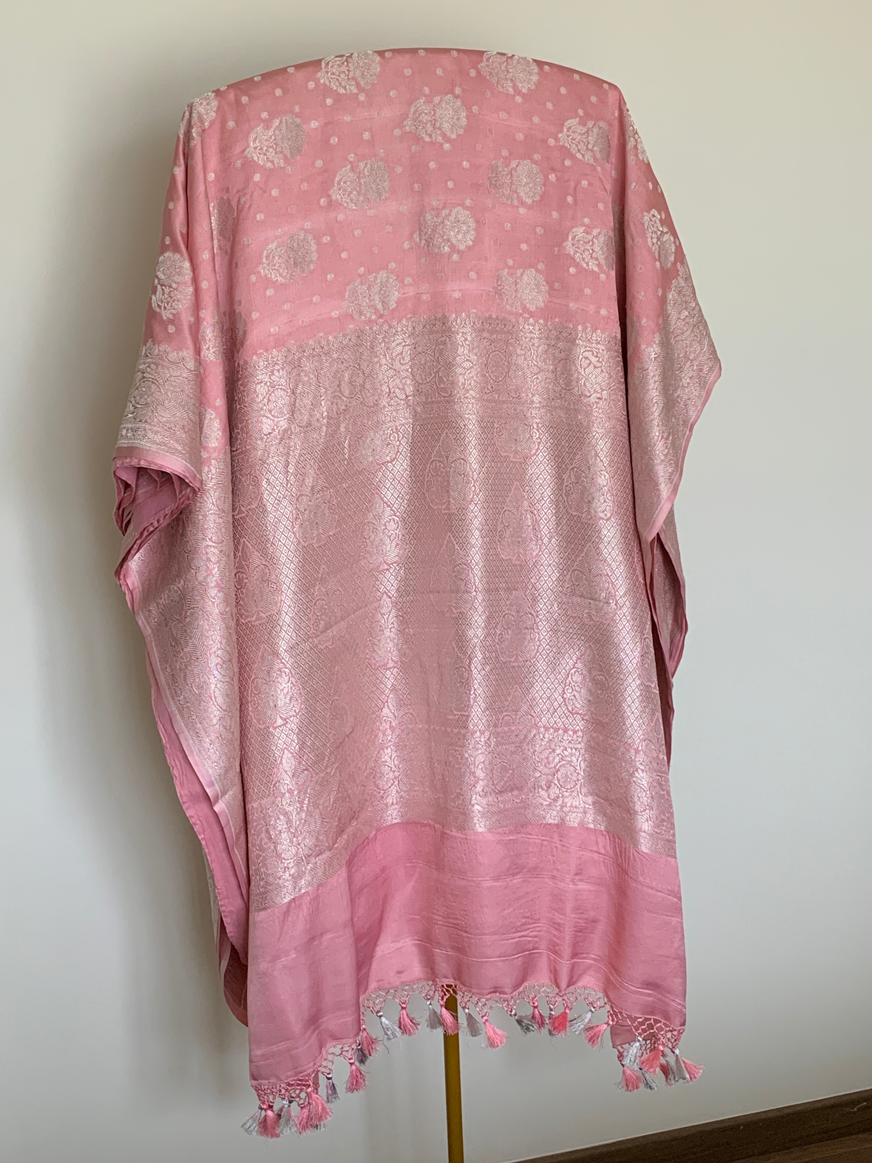 Blush Pink Banarasi Mashru Silk Saree