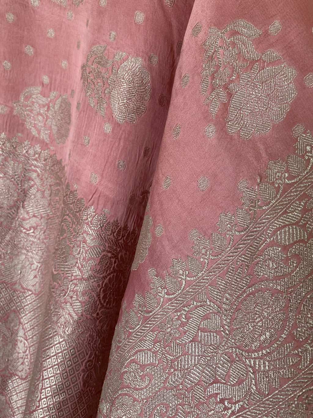 Blush Pink Banarasi Mashru Silk Saree