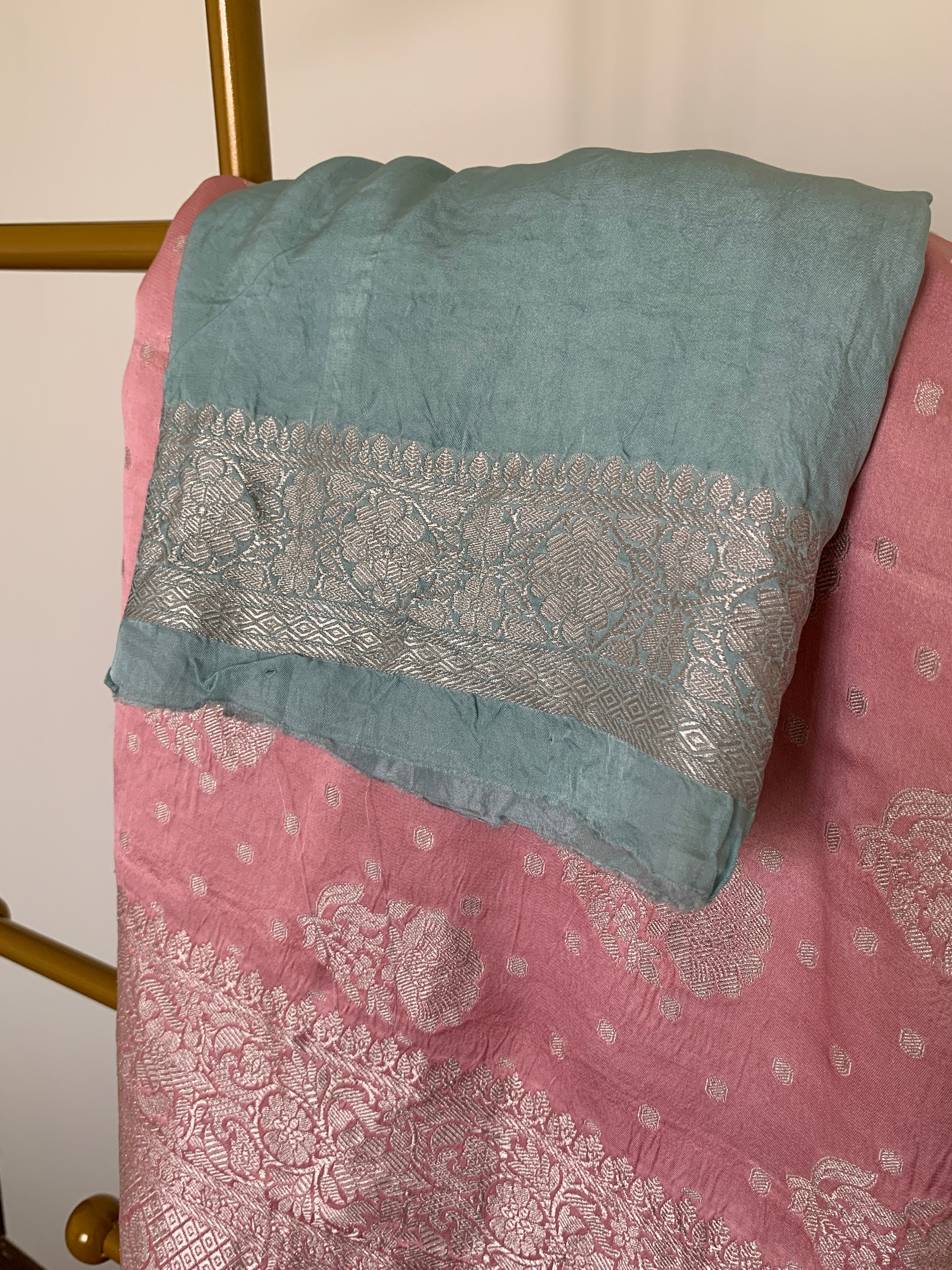 Blush Pink Banarasi Mashru Silk Saree