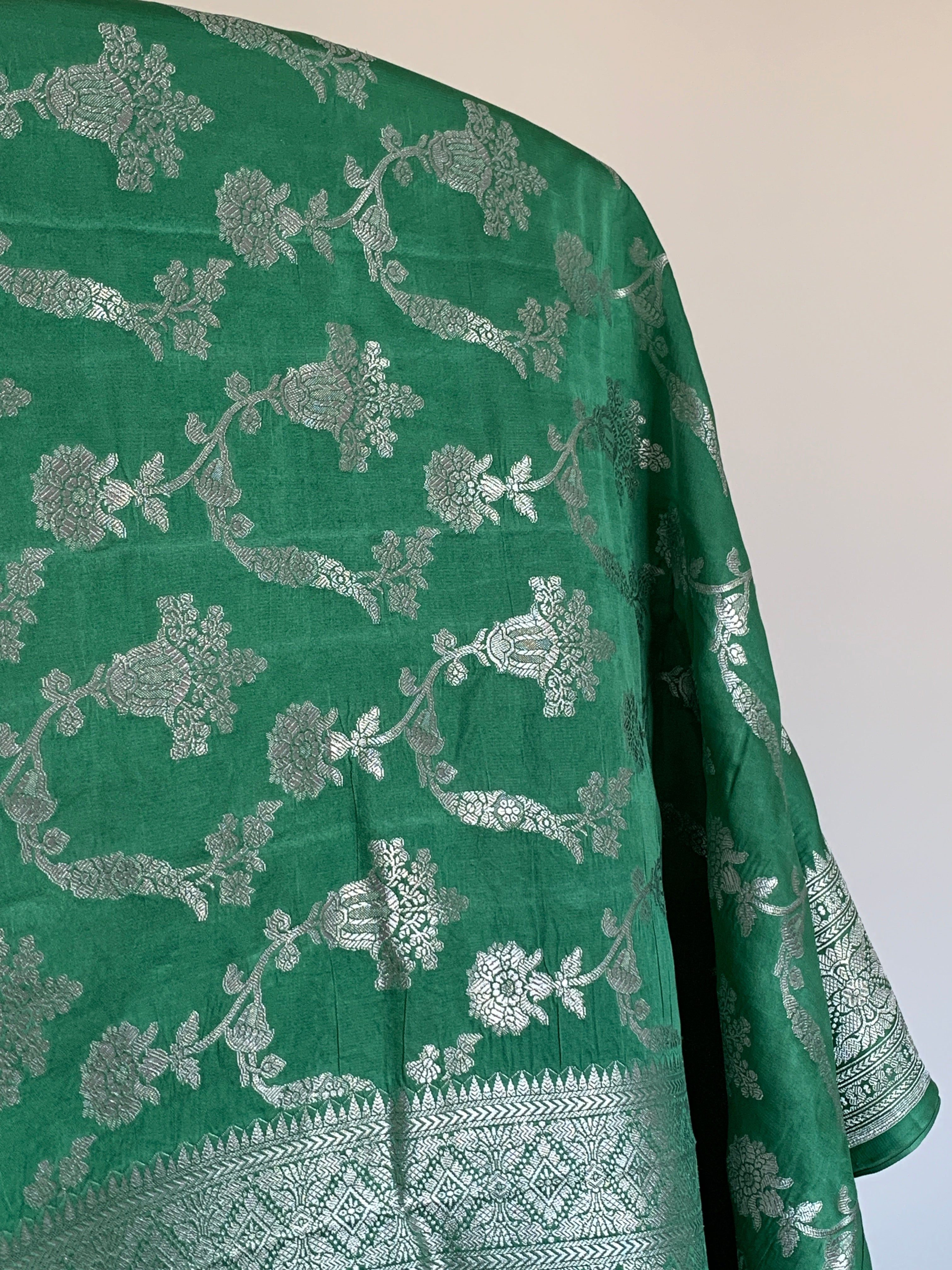 Jade Green Banarasi Mashru Silk Saree