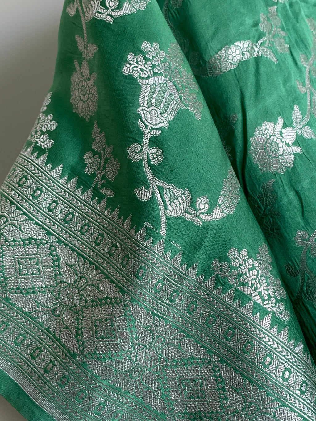 Jade Green Banarasi Mashru Silk Saree