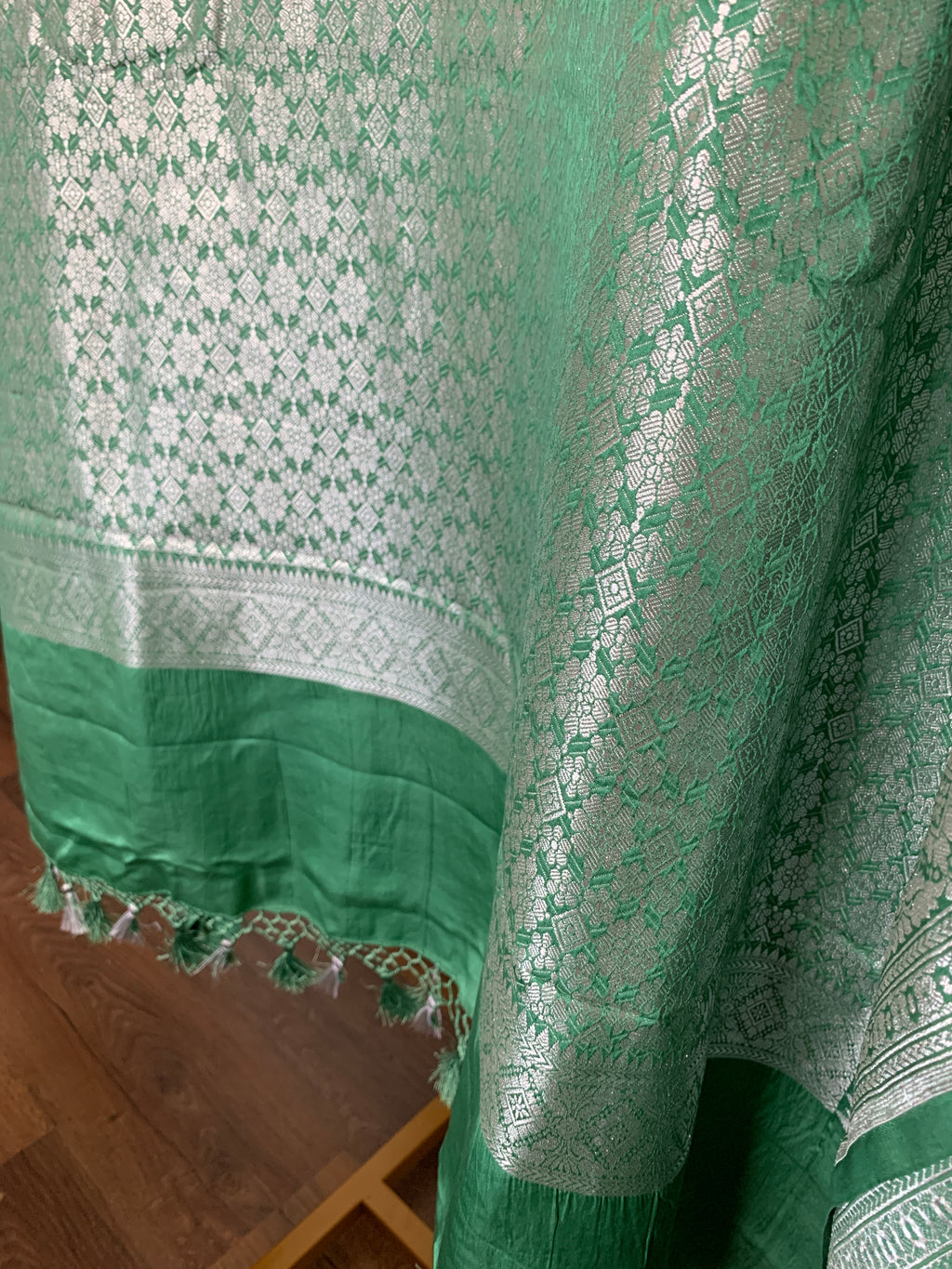 Jade Green Banarasi Mashru Silk Saree