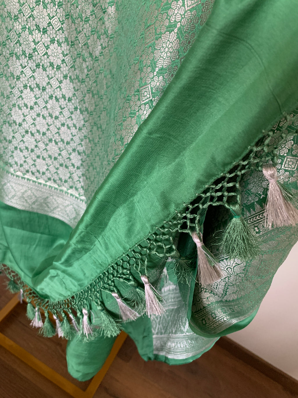 Jade Green Banarasi Mashru Silk Saree