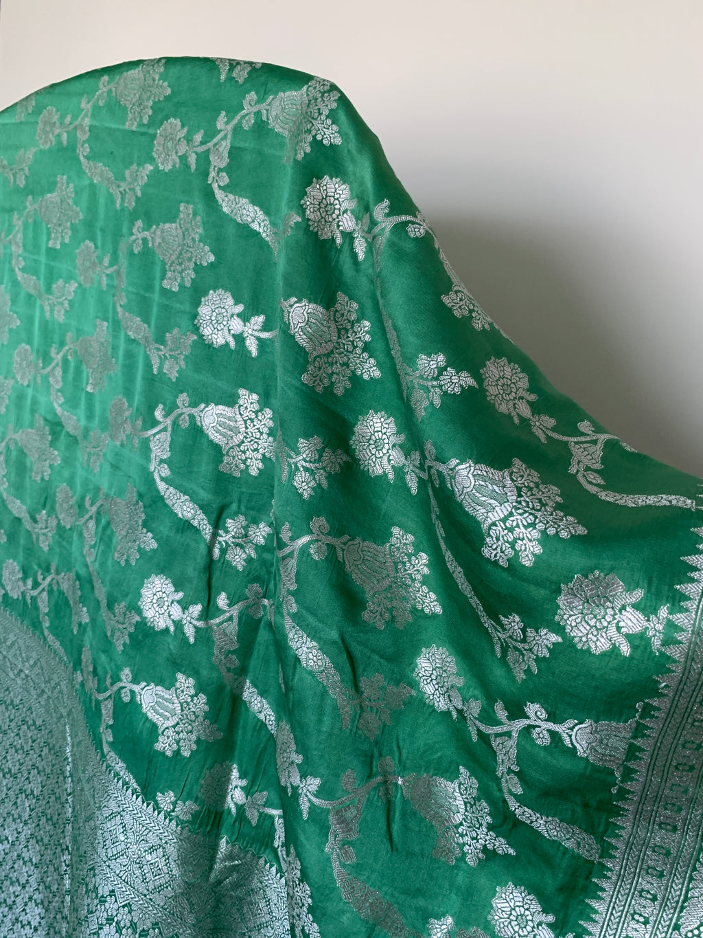 Jade Green Banarasi Mashru Silk Saree