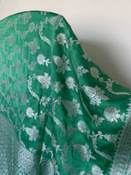 Jade Green Banarasi Mashru Silk Saree