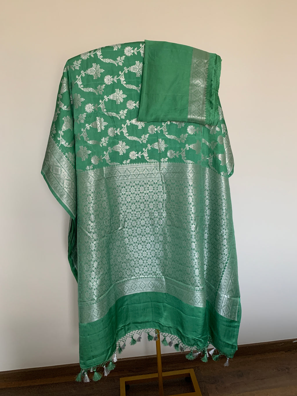 Jade Green Banarasi Mashru Silk Saree