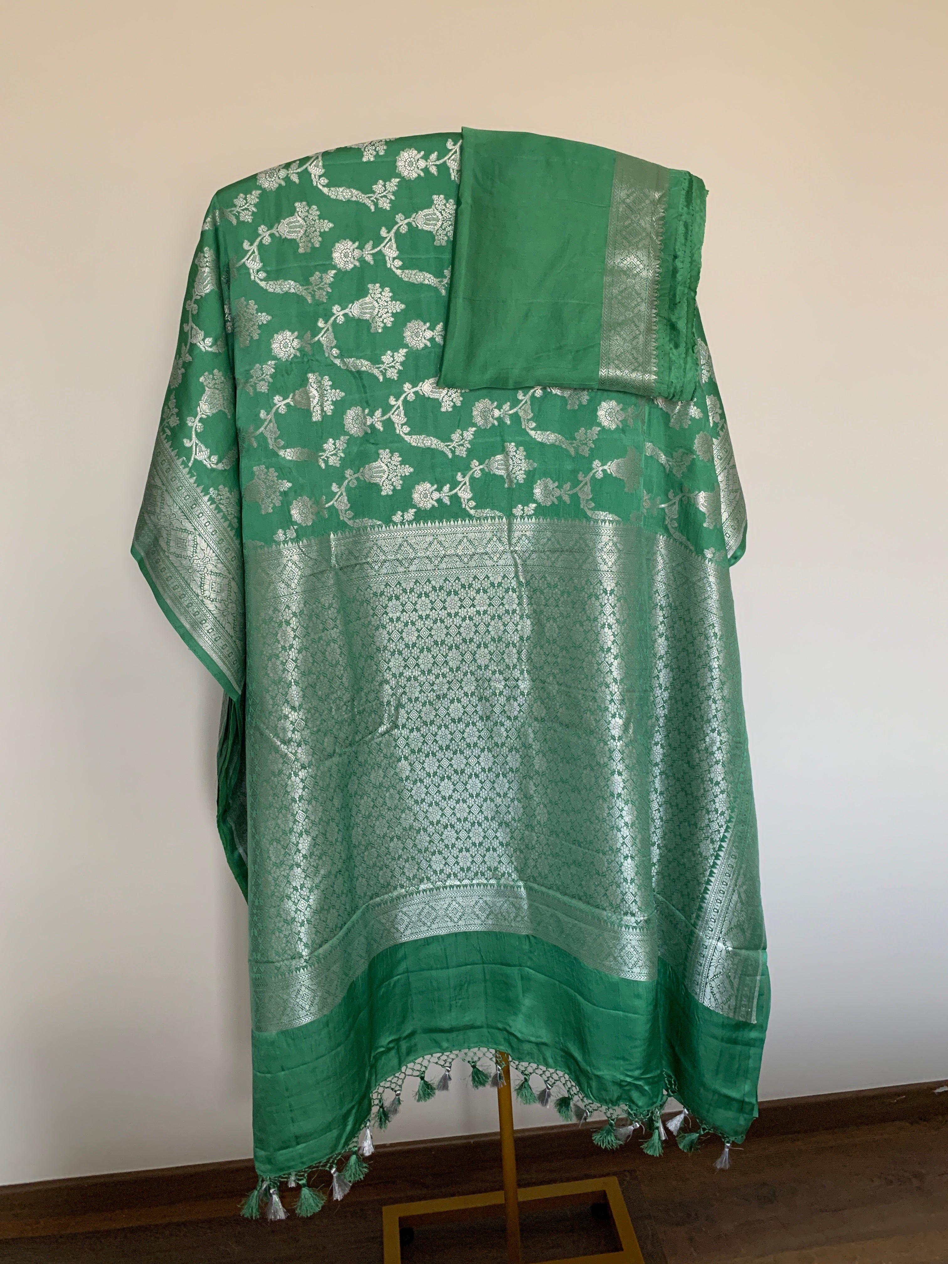 Jade Green Banarasi Mashru Silk Saree