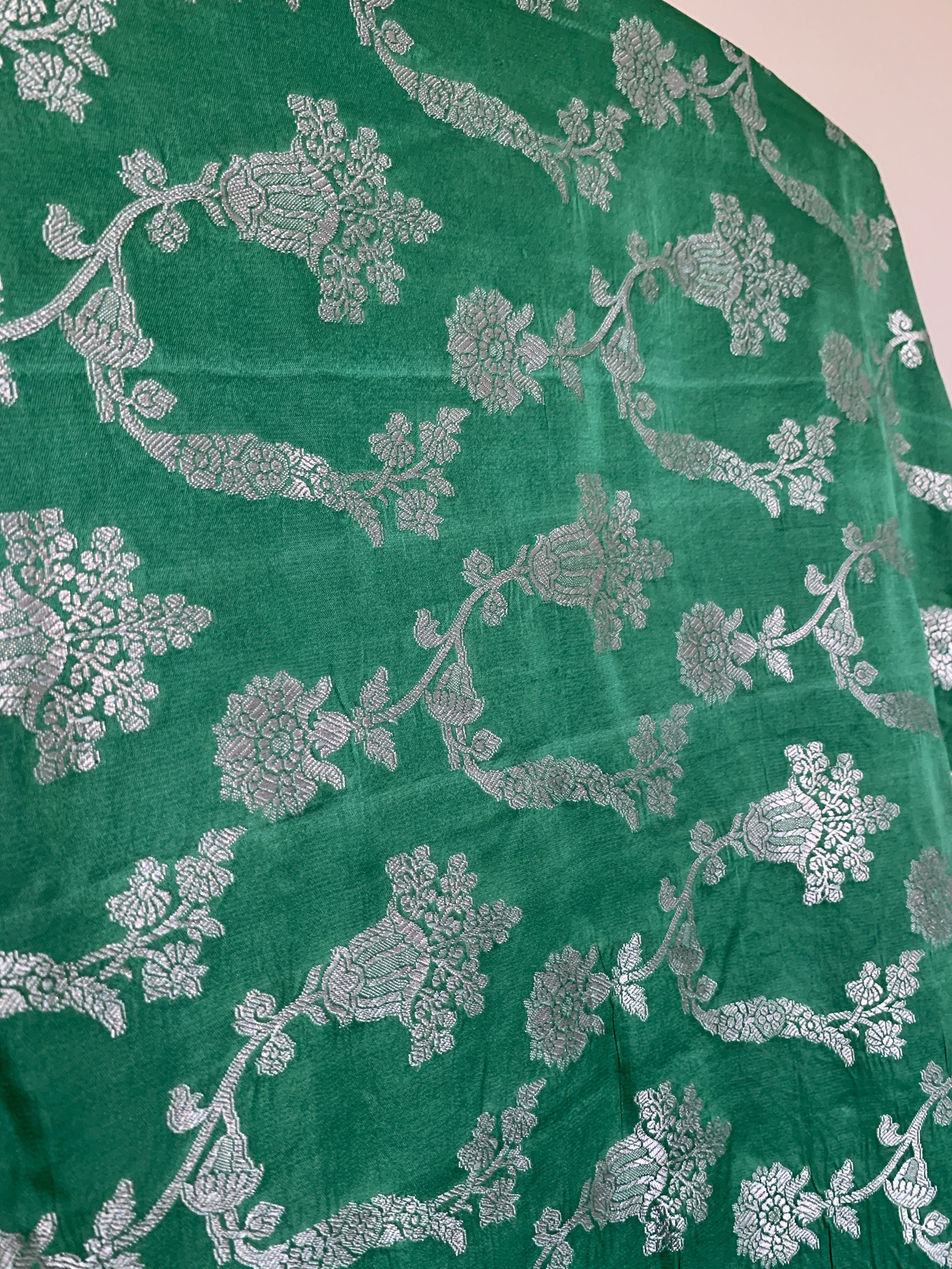 Jade Green Banarasi Mashru Silk Saree