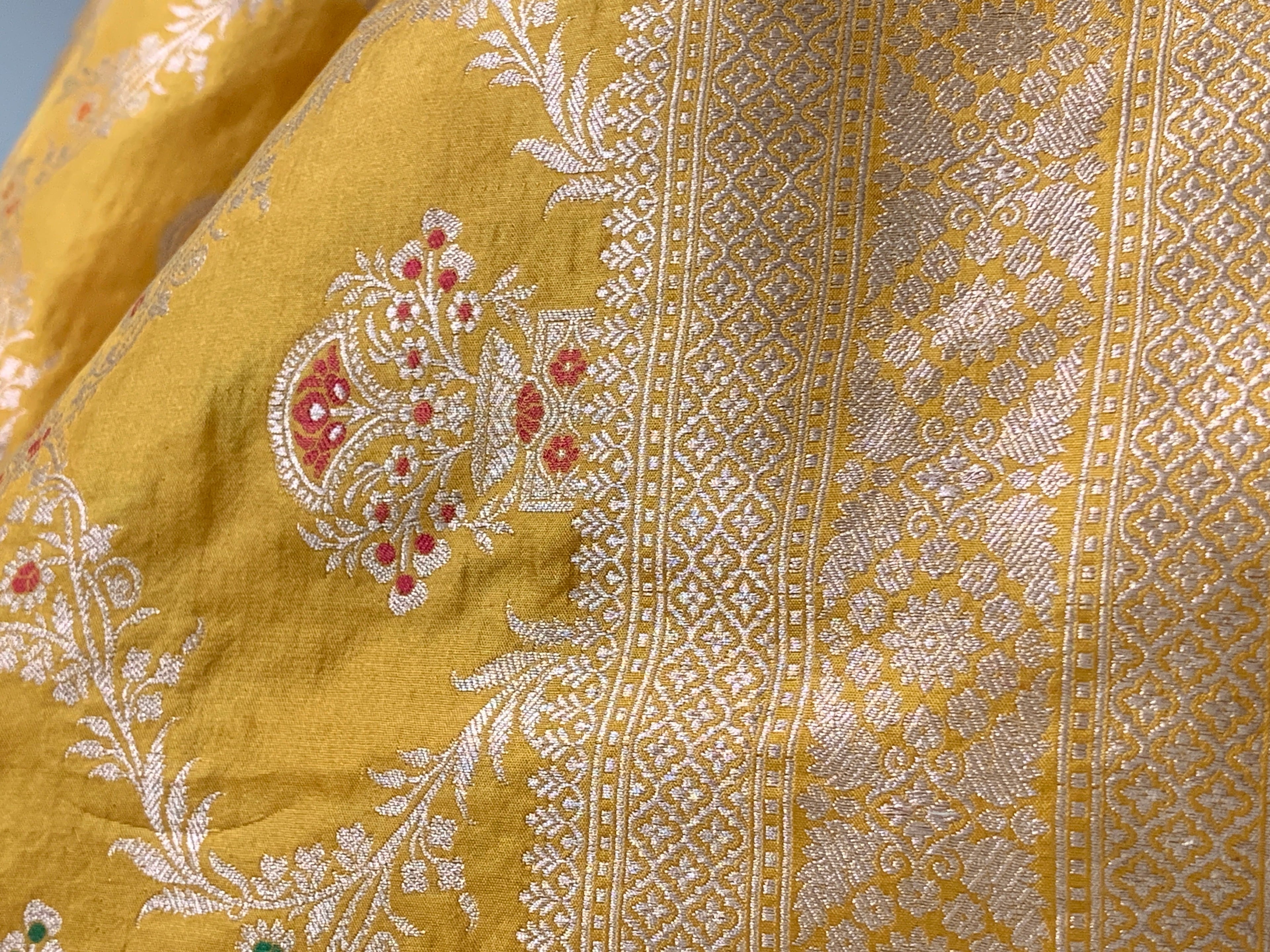 Golden Yellow Banarasi Katan Silk Saree
