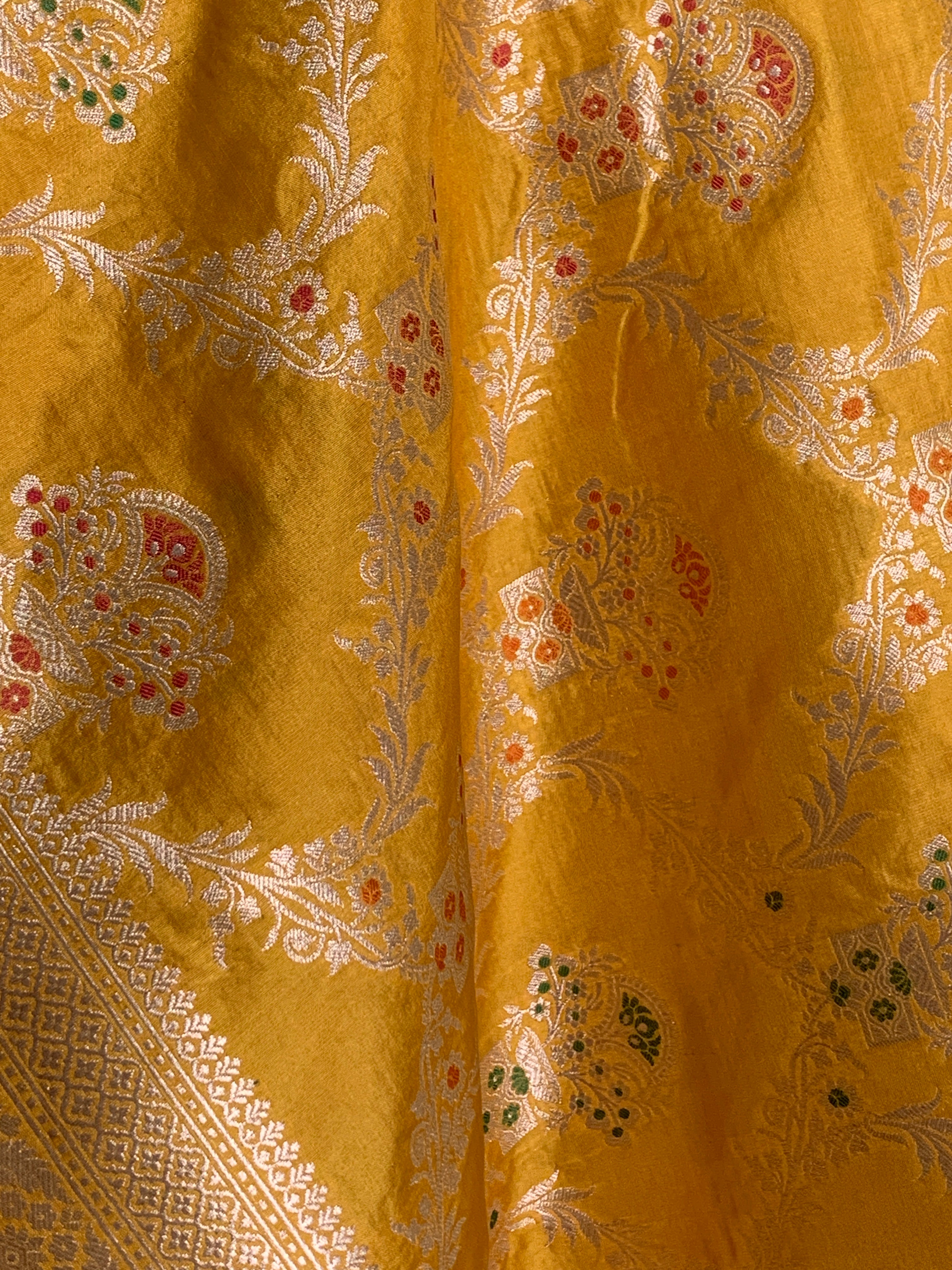 Golden Yellow Banarasi Katan Silk Saree
