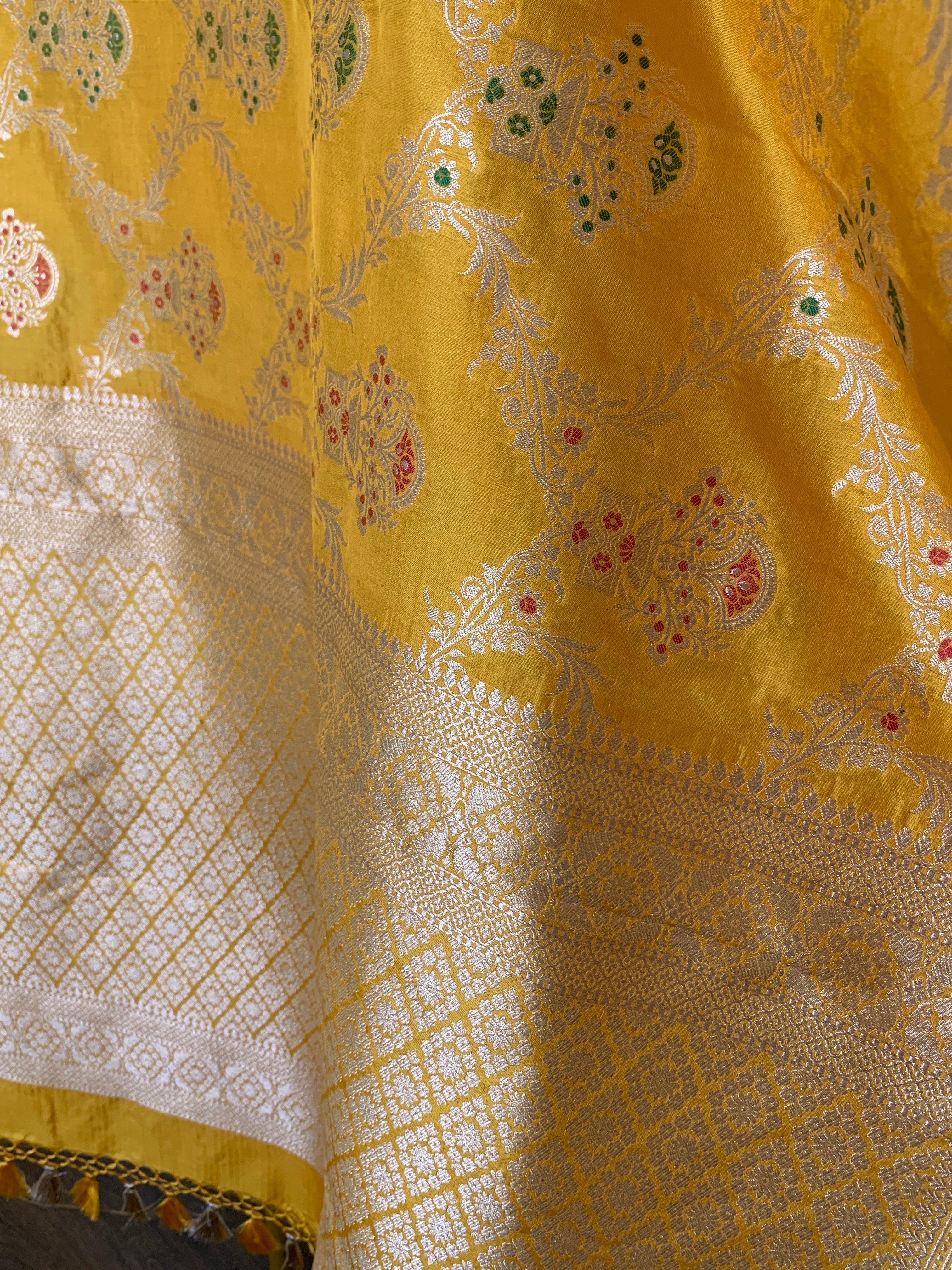 Golden Yellow Banarasi Katan Silk Saree