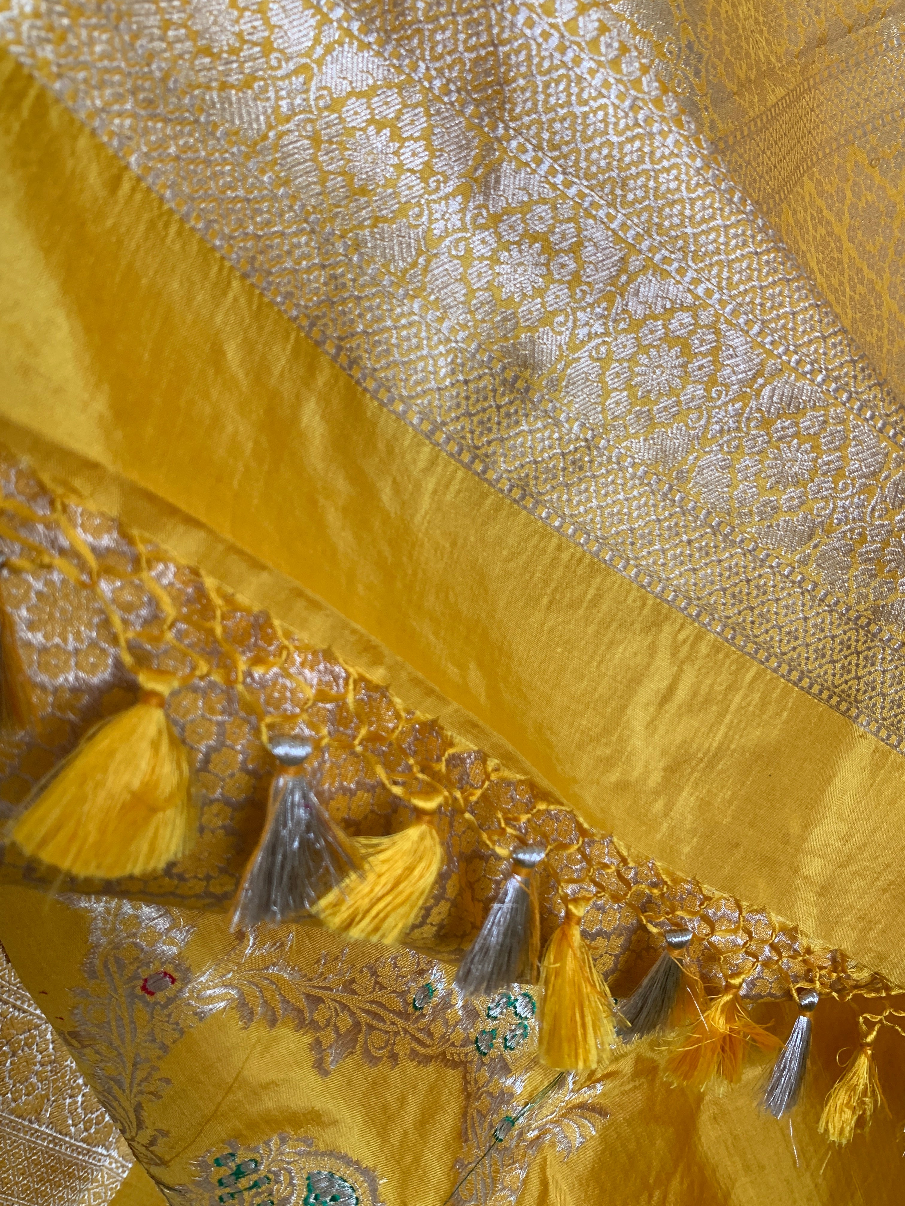 Golden Yellow Banarasi Katan Silk Saree