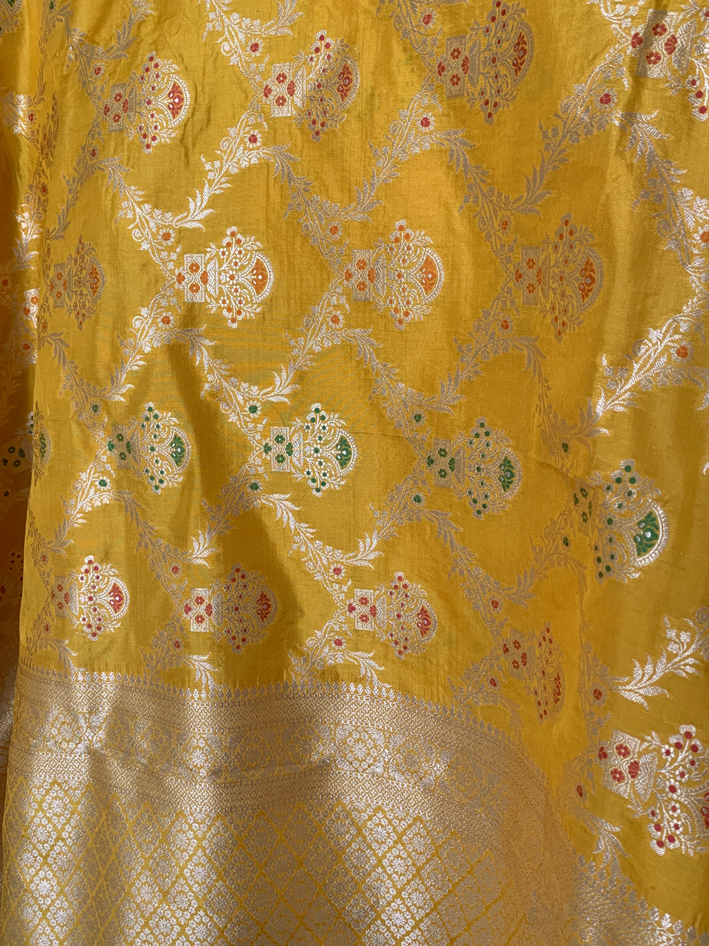 Golden Yellow Banarasi Katan Silk Saree