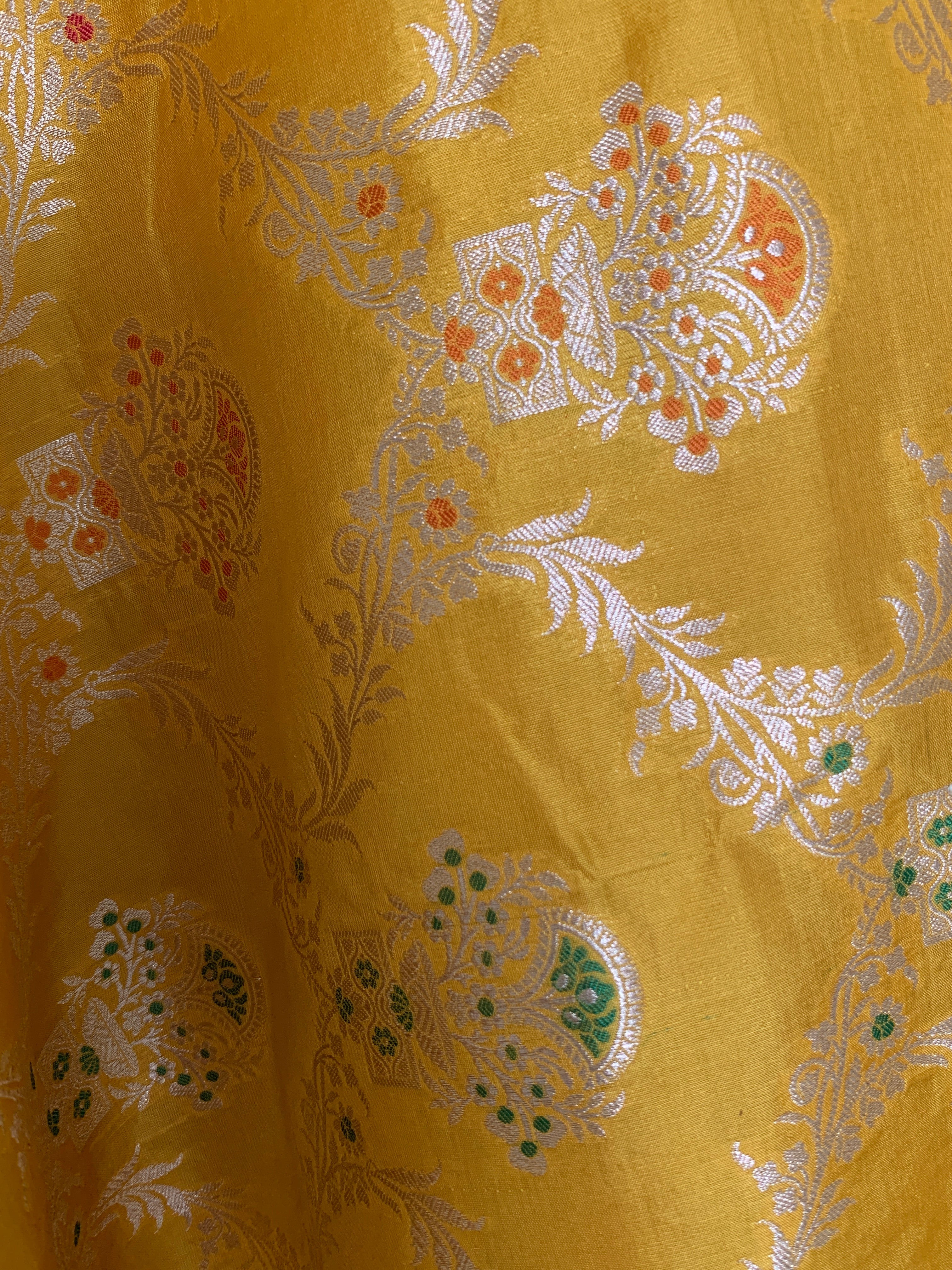 Golden Yellow Banarasi Katan Silk Saree
