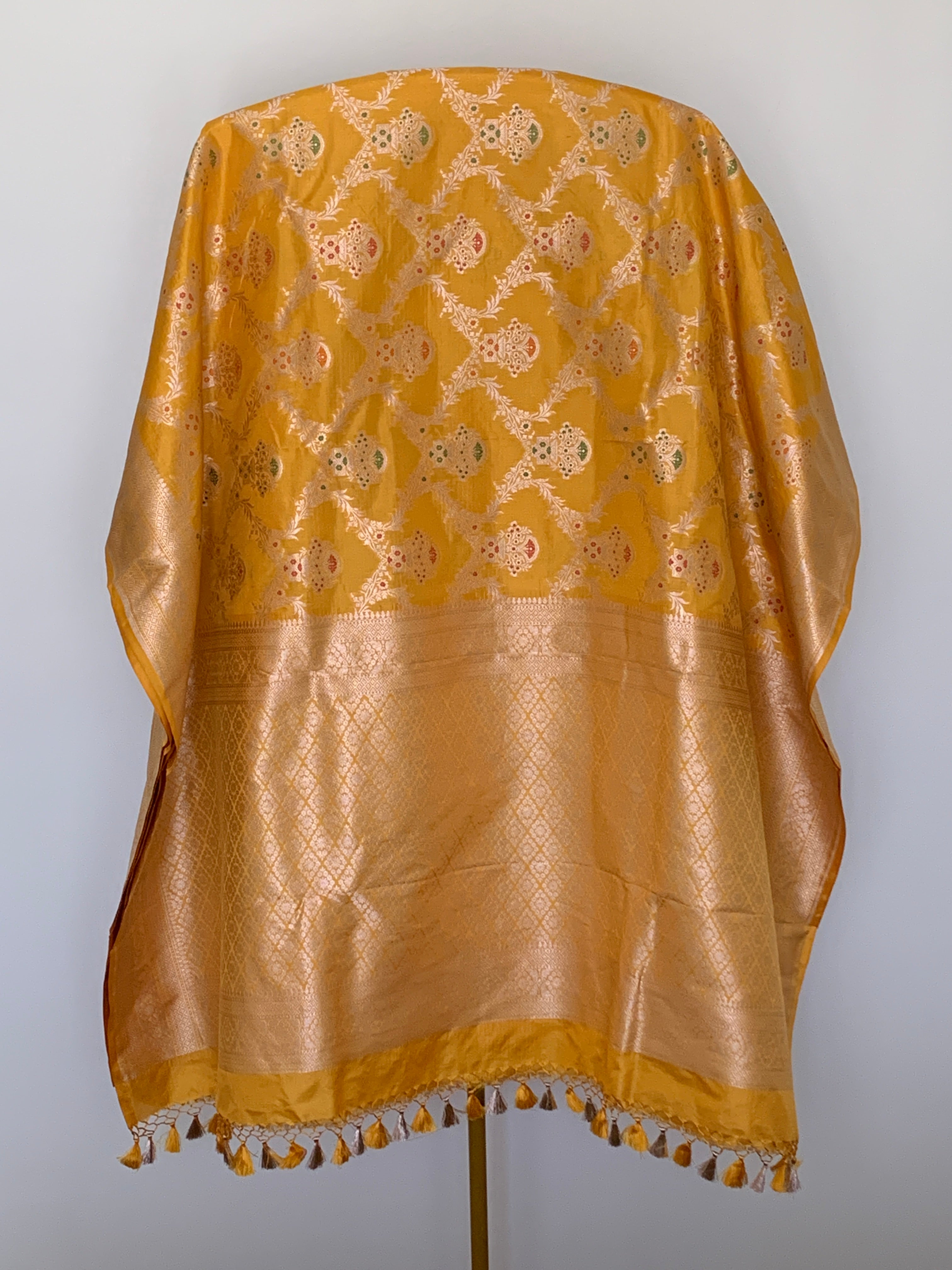 Golden Yellow Banarasi Katan Silk Saree