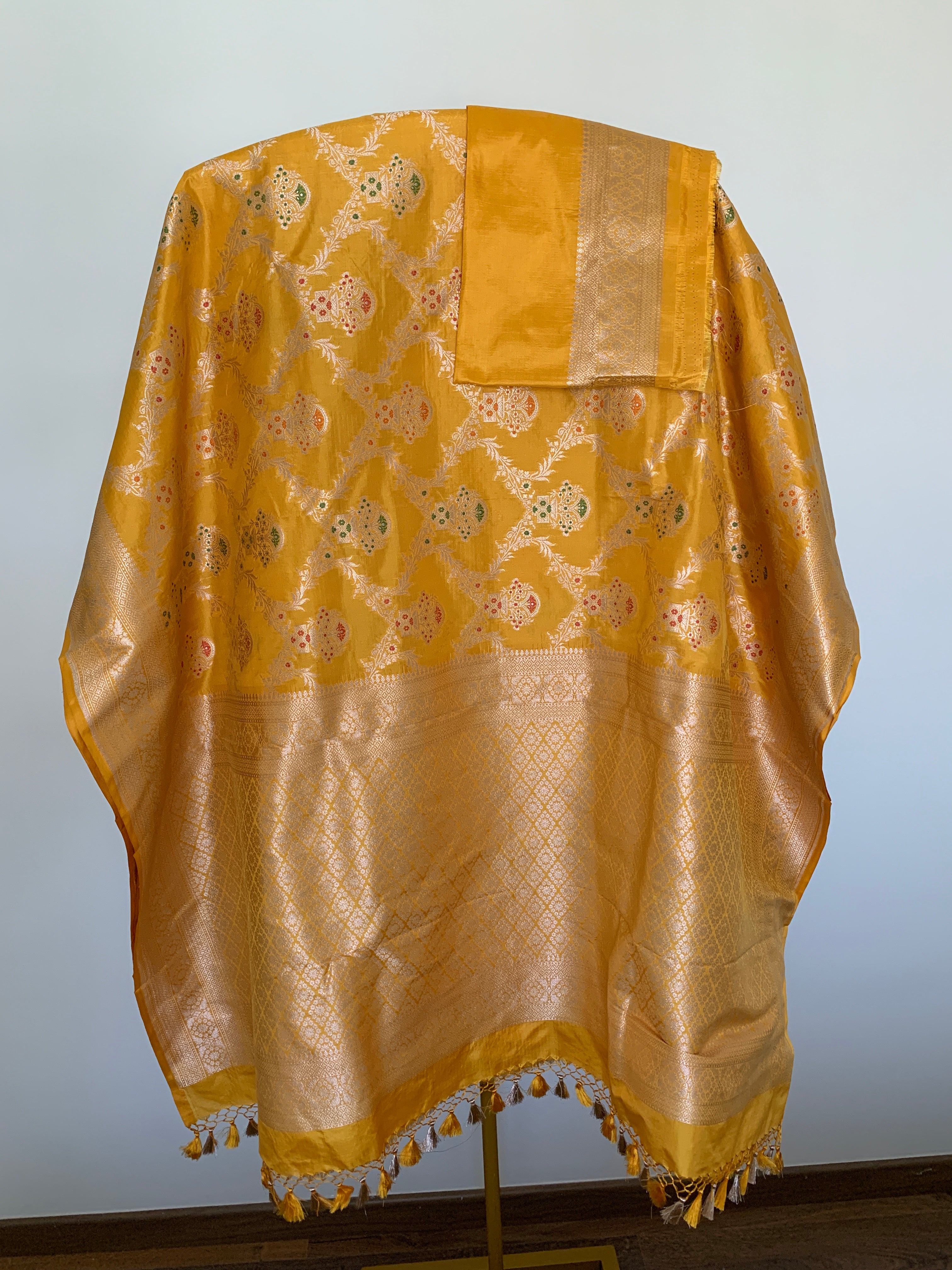 Golden Yellow Banarasi Katan Silk Saree