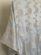 Powder Blue Banarasi Mashru Silk Saree