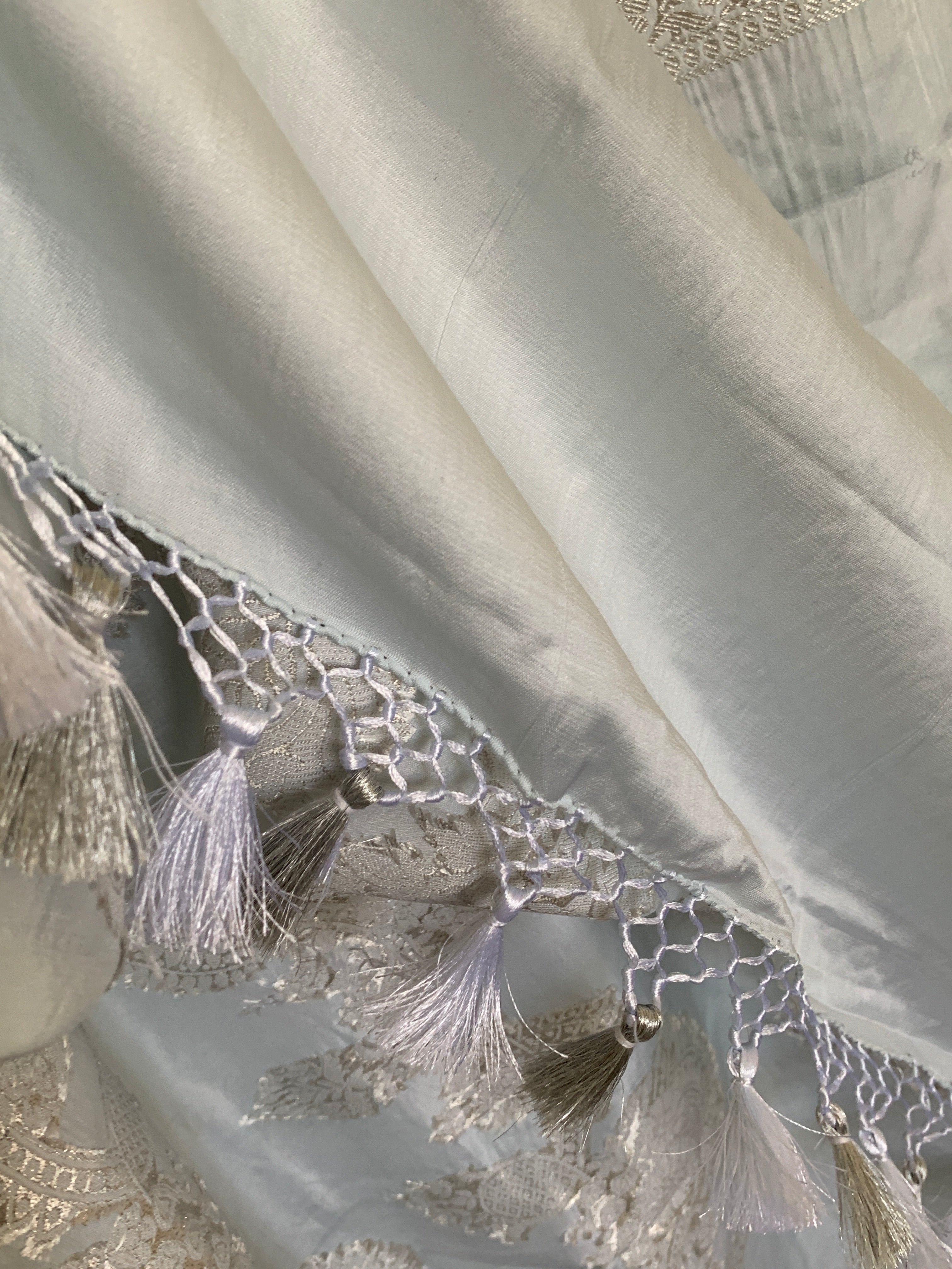 Powder Blue Banarasi Mashru Silk Saree