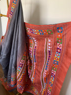 Grey Lambani Tussar Silk Saree