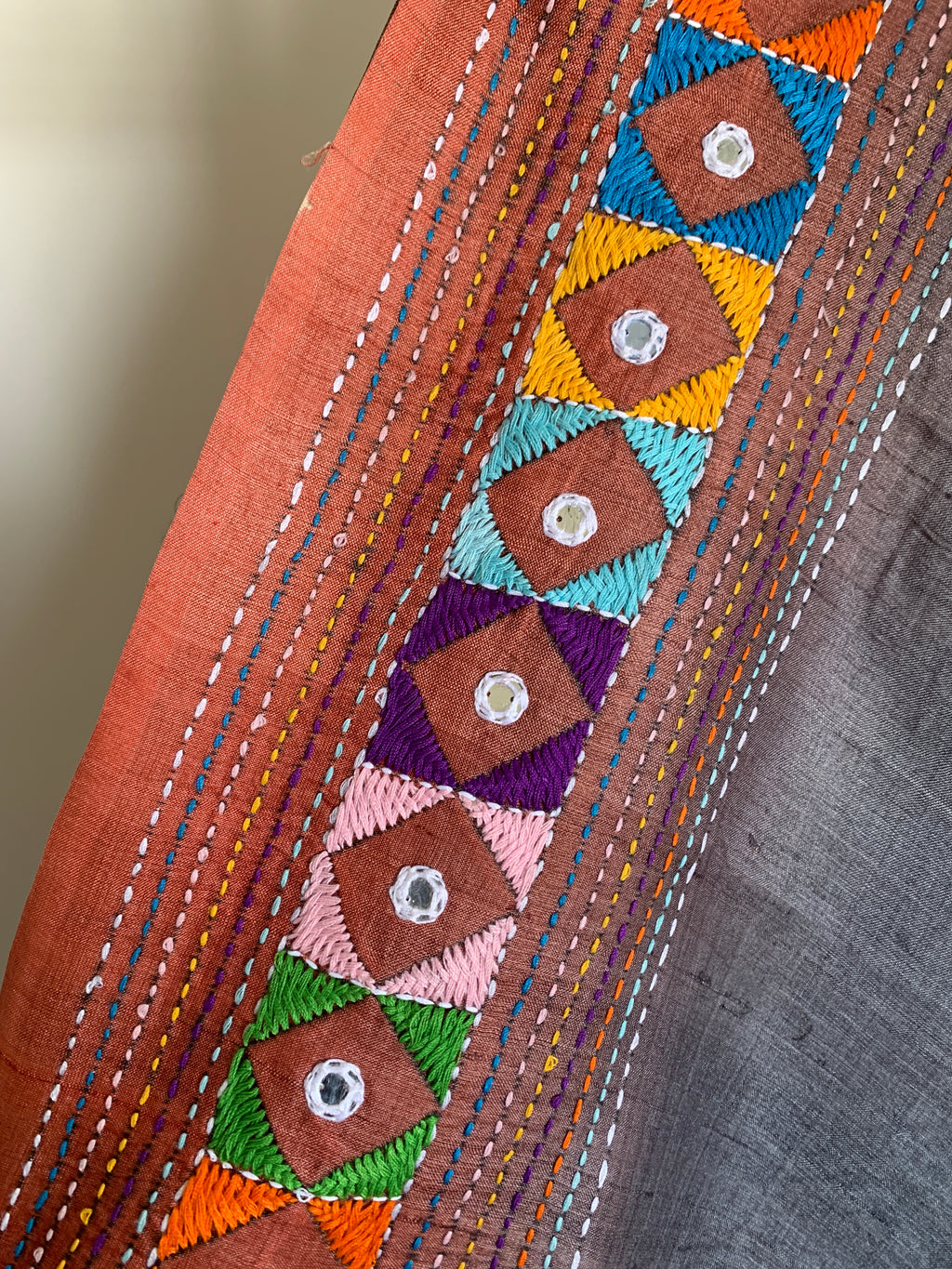 Grey Lambani Tussar Silk Saree