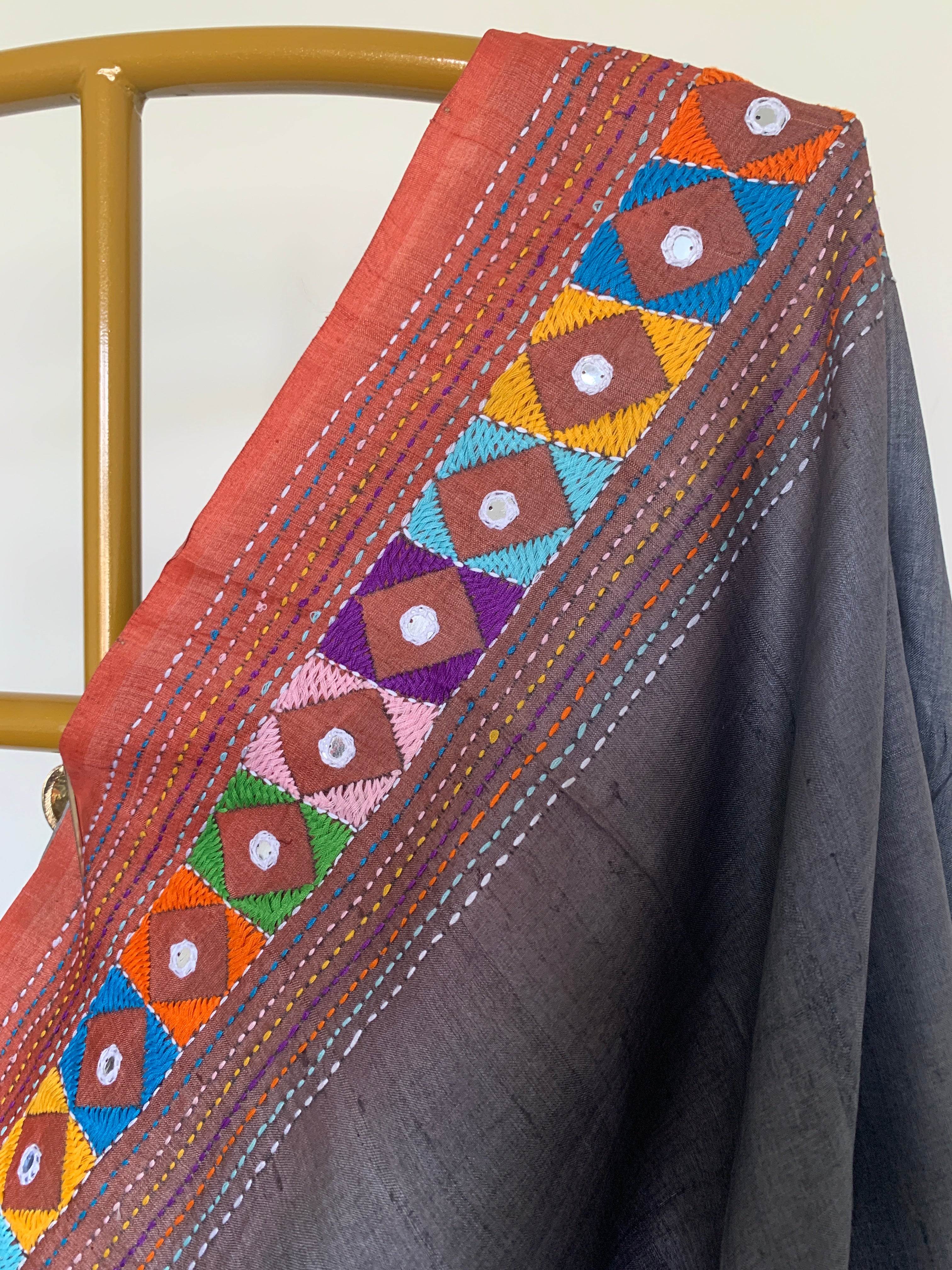 Grey Lambani Tussar Silk Saree