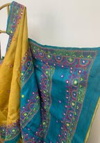 Mustard Yellow Lambani Tussar Silk Saree