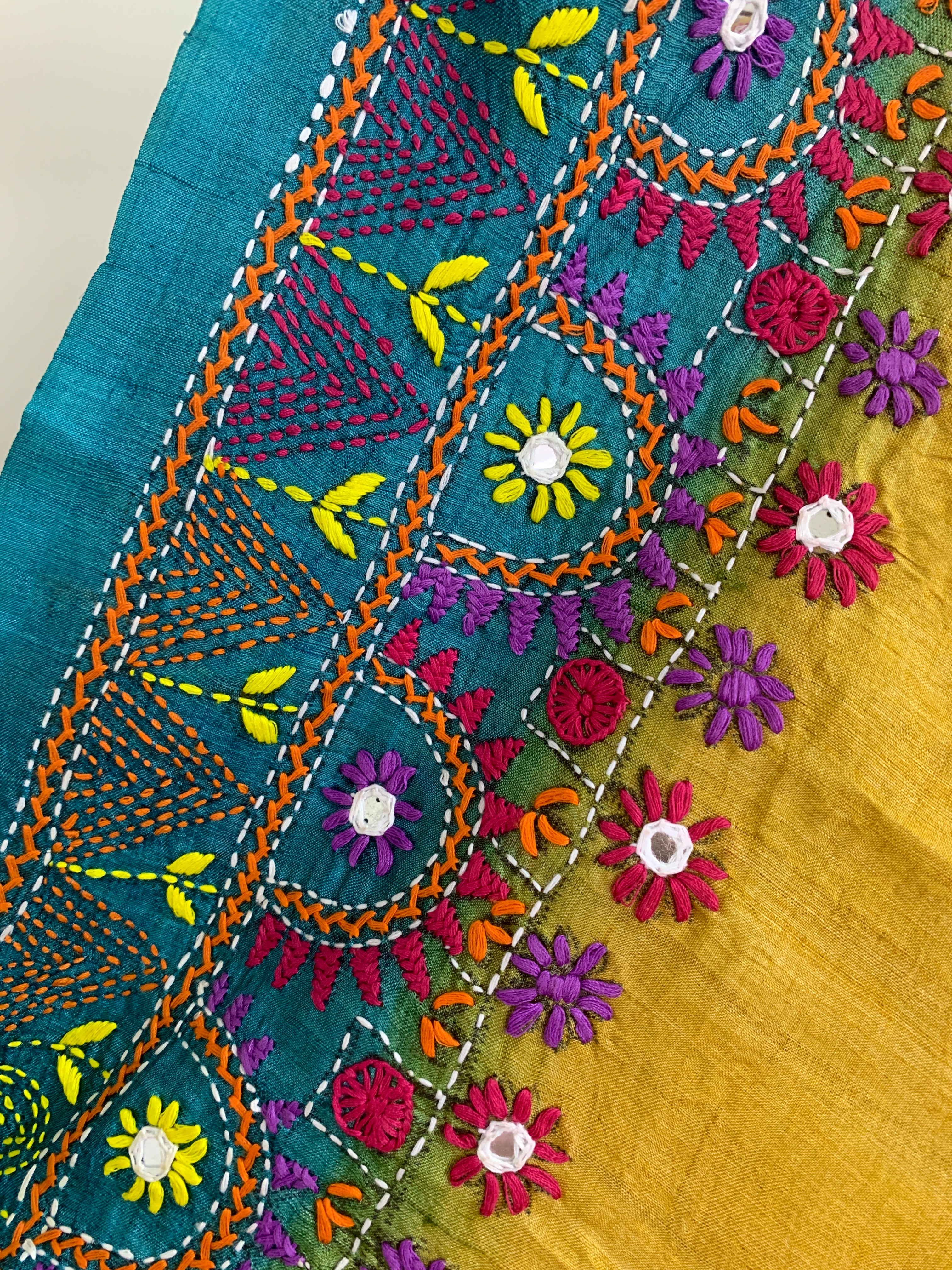 Mustard Yellow Lambani Tussar Silk Saree