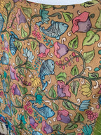 Beige Pen Kalamkari Silk Dupatta