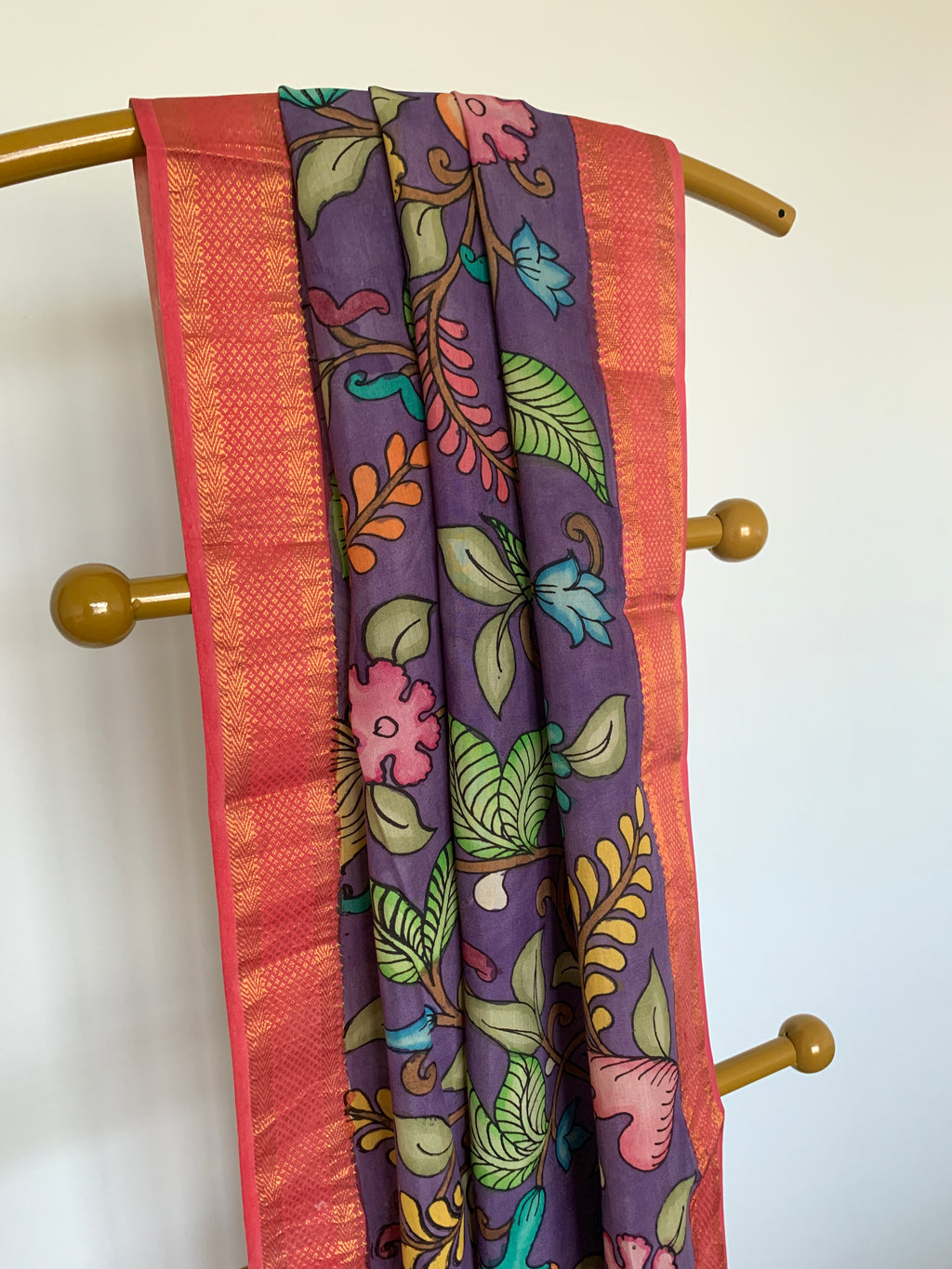Royal Purple Pen Kalamkari Silk Dupatta