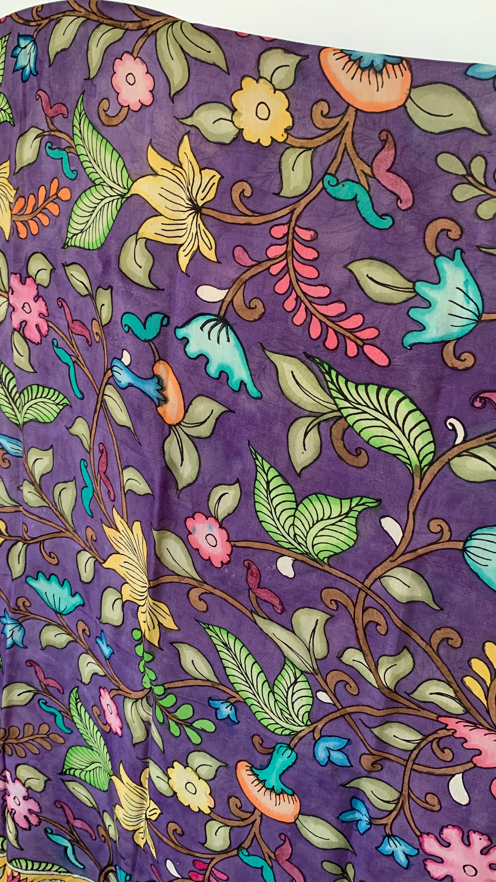 Royal Purple Pen Kalamkari Silk Dupatta