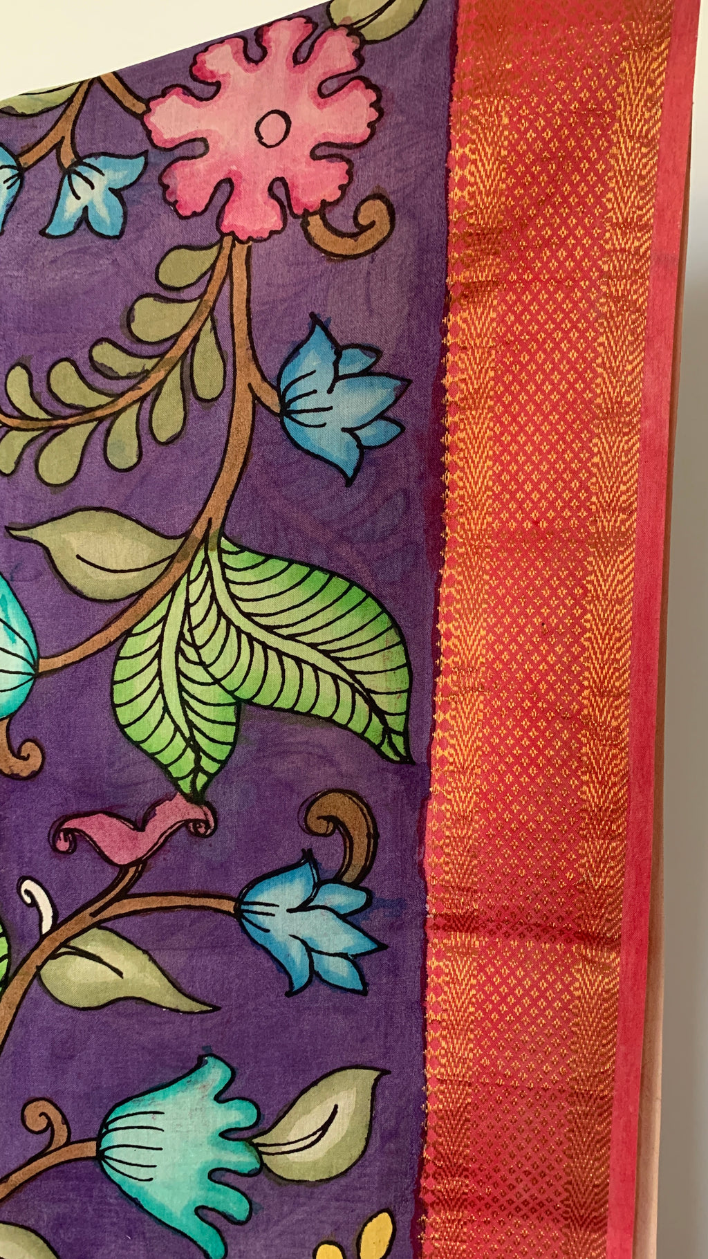 Royal Purple Pen Kalamkari Silk Dupatta