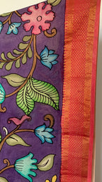 Royal Purple Pen Kalamkari Silk Dupatta
