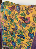 Golden Yellow Pen Kalamkari Silk Dupatta