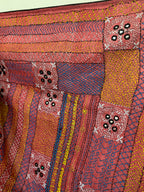 Watermelon Red Kutch Embroidery Tussar Silk Saree