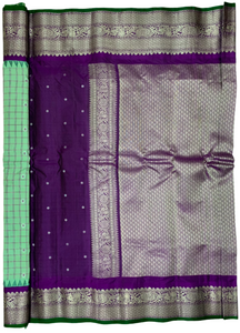 Mint Green Gadwal Silk Saree with Silver Zari