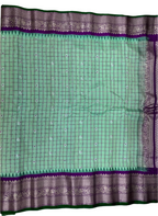 Mint Green Gadwal Silk Saree with Silver Zari