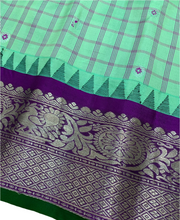 Load image into Gallery viewer, Mint Green Gadwal Silk Saree with Silver Zari