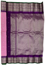 Load image into Gallery viewer, Baby Pink Gadwal Silk Saree with Silver Zari