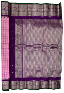 Baby Pink Gadwal Silk Saree with Silver Zari