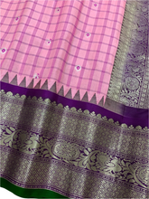 Load image into Gallery viewer, Baby Pink Gadwal Silk Saree with Silver Zari